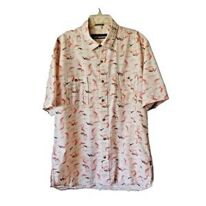 Reyn Spooner Men's Large Dolphin Button-Up Casual Short Sleeve Cotton Shirt